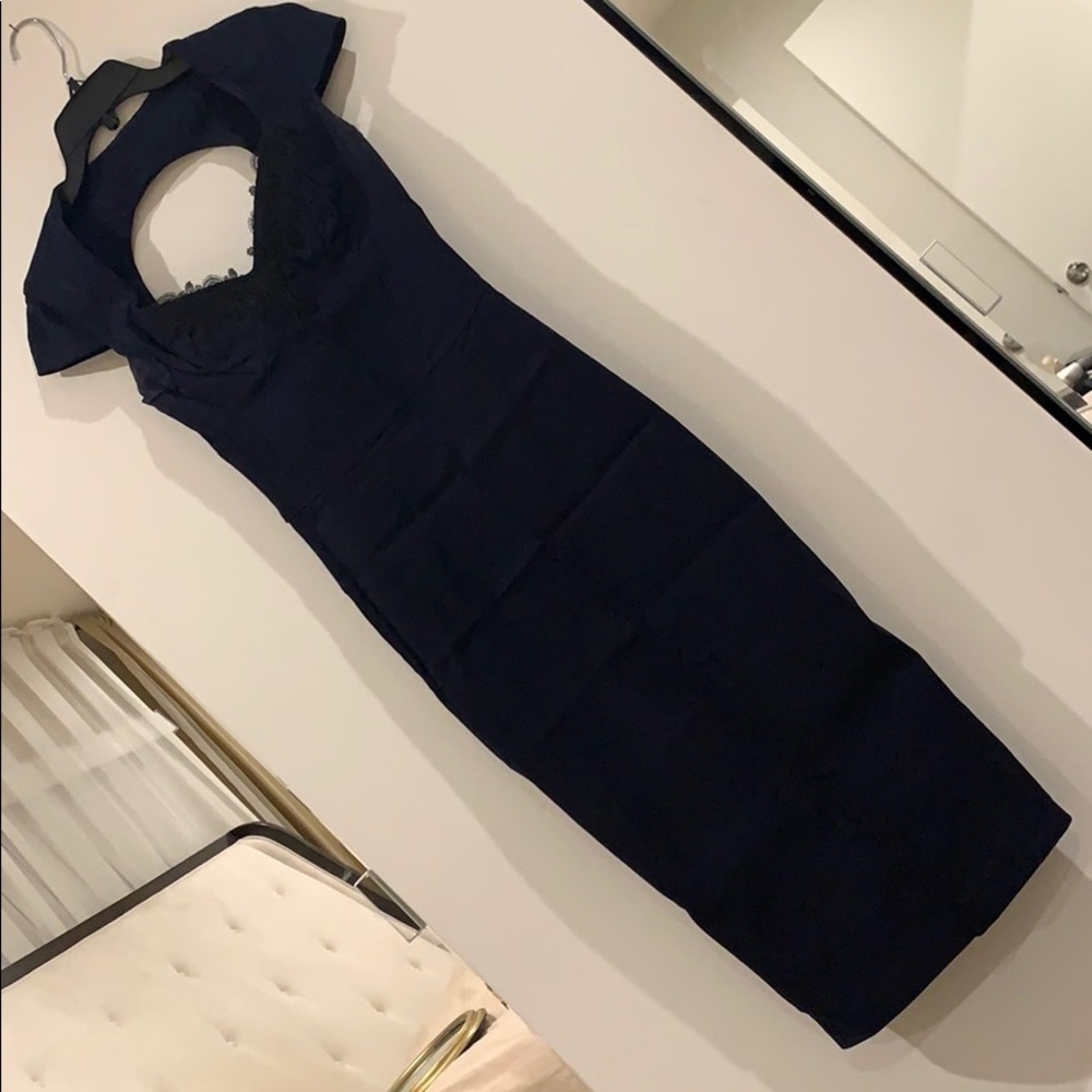 ASOS - Navy Bodycon Cap Sleeve Dress